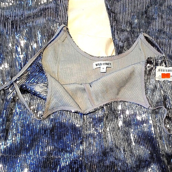 Sequin Wide Leg Flowy Tie Strap Trousers Party Pants 30” waist Women Medium Tall - Picture 4 of 4